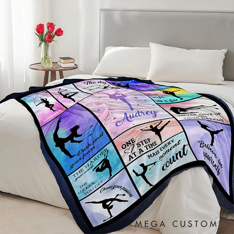 Personalized Gymnastics Blanket Flannel Blanket Ballet Lover Blanket with Name for Dance Lovers Dancer