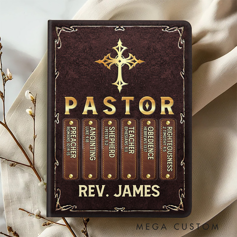 Personalized My Preacher Teacher & Shepherd Pastor Cardboard Notebook with Name Appreciation Gift for Pastor Religious Christian Gift