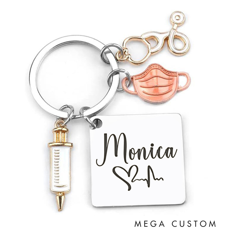Personalized Heartbeat Keychain Custom Stainless Steel Keychain Graduation Thank You Gifts