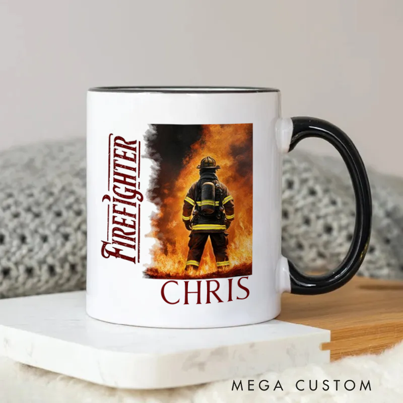Personalized Firefighter mug with bold design perfect gift to honor the bravery of firefighters coffee mug for firefighter