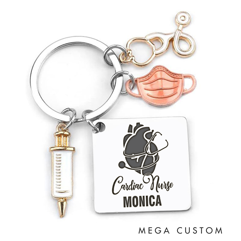 Personalized Cardiac Nurse Design Keychain Custom Stainless Steel Keychain Graduation Thank You Gifts