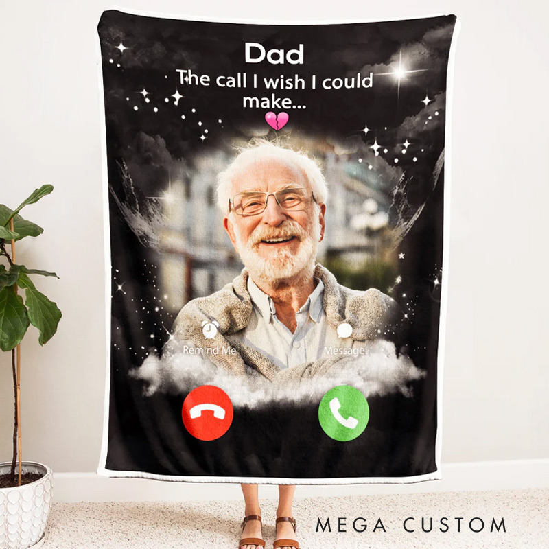 Personalized The Call I Wish I Could Make Photo Blanket Custom Photo Memorial Throw Blanket Sympathy Gift for Loss of Loved One