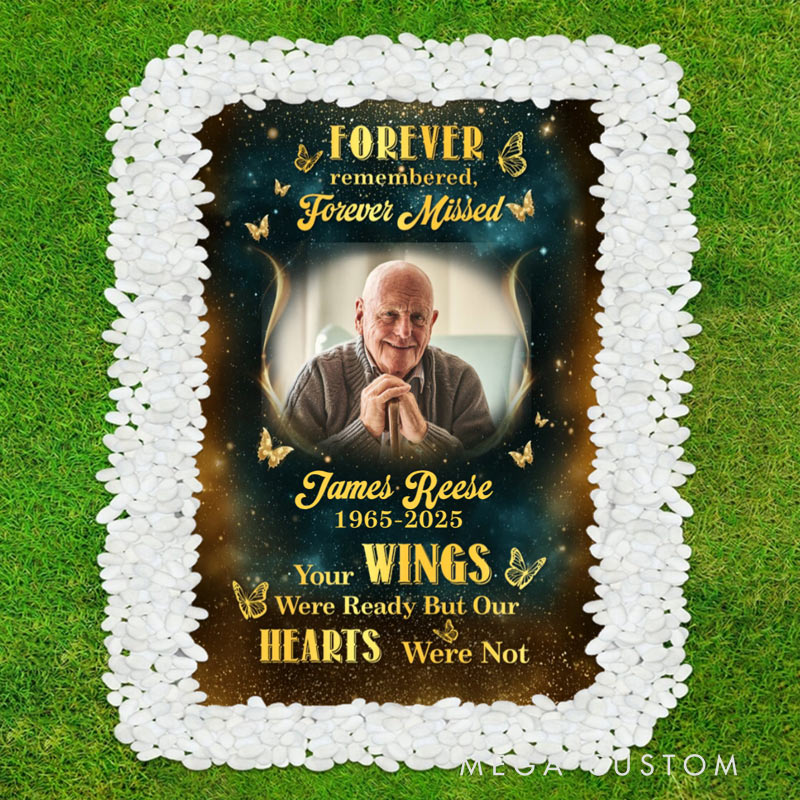 Personalized But Never Forgotten Grave Photo Memorial Grave Blanket  Funeral Remembrance 