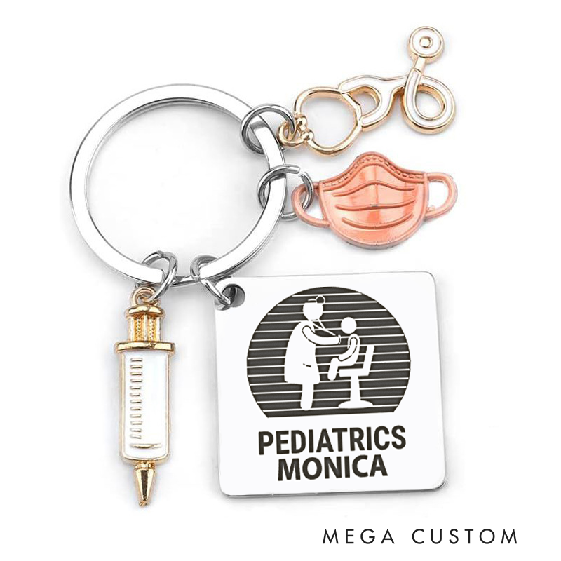 Personalized Pediatrics Nurse Design Keychain Custom Stainless Steel Keychain Graduation Thank You Gifts