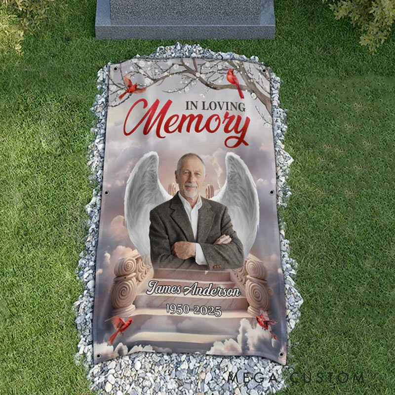 Personalized A Piece Of My Heart Lives In Heaven Photo Memorial Grave Blanket  Funeral Remembrance 