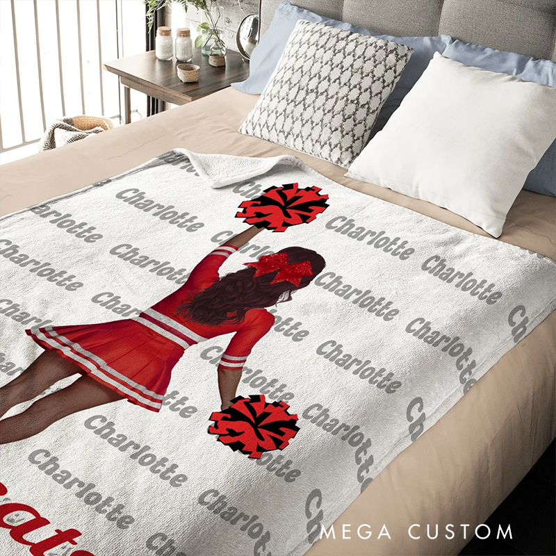 Personalized Cheerleader Blanket with Custom Name and Team Design