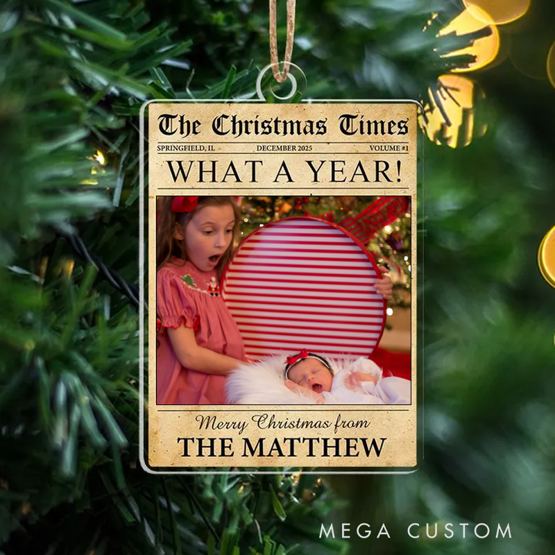 Personalized Photo Magazine Cover Holiday Ornament Unique Xmas Tree Decoration Gift Newspaper Ornament