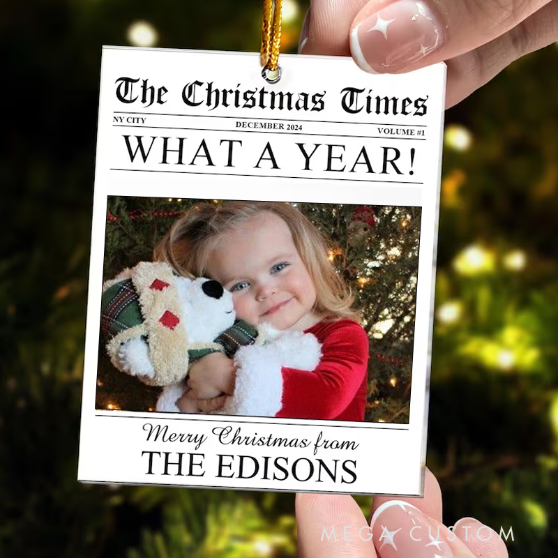 Personalized Photo Magazine Cover Holiday Ornament Unique Xmas Tree Decoration Gifts Newspaper Ornament