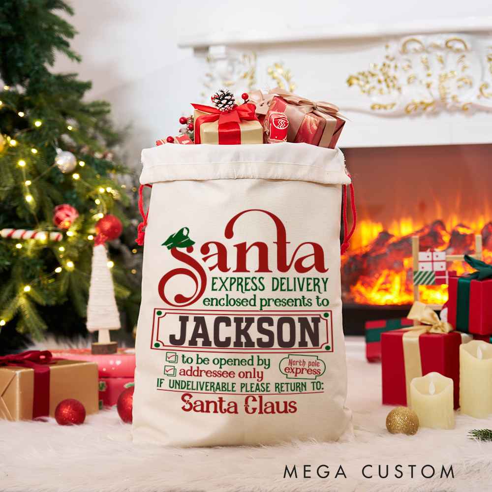 Personalized Santa Express Sack with Festive Design North Pole Theme Perfect Christmas Gift for Police Officer