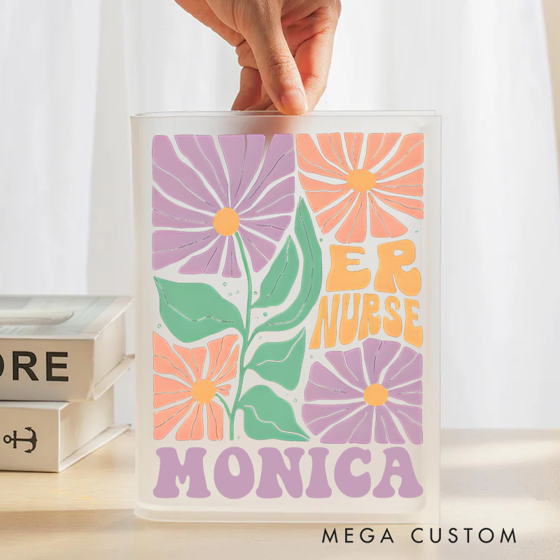 Personalized Nurse Acrylic Bookend Books Flowers Book Vase Gift for Book Lovers