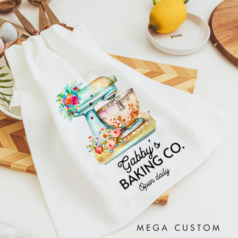 Personalized the Baking Company Kitchen Towel Bakers Dish Towel with Name Kitchen Mixer Hand Towel for Baking Lover Gift