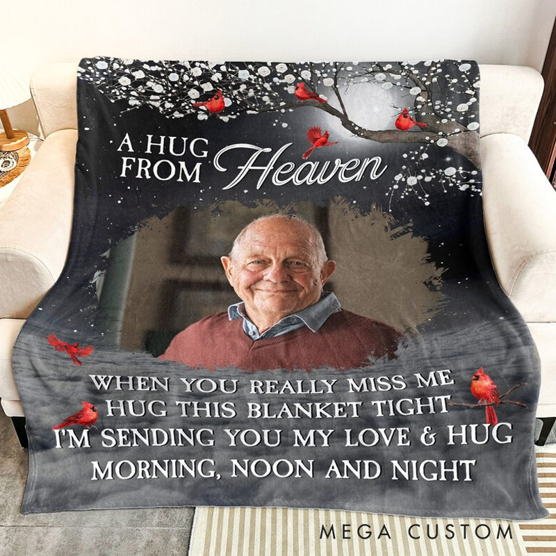 Personalized Memorial Photo Blanket A Hug From Heaven Remembrance Blanket in Loving Memory Blanket