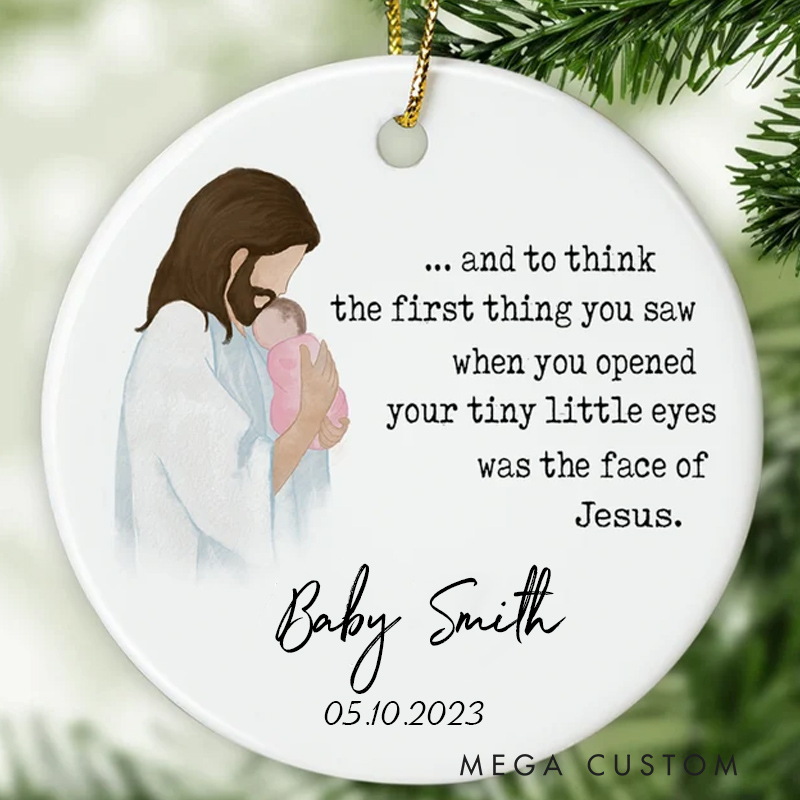Personalized Baby Memorial Ornament Miscarriage Ornament Stillbirth Keepsake Jesus Holding Baby Ornament Sympathy Gift Custom Baby Loss Ornament