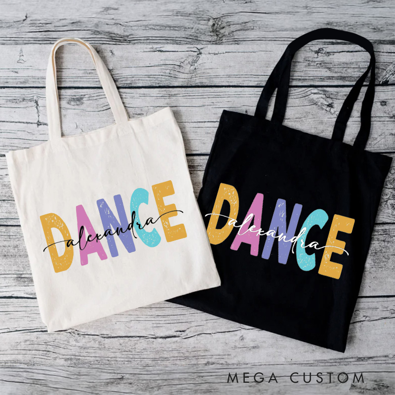 Personalized Bold Lettering Tote Bag Dance Bag Ballet Lover Tote with Name for Dance Lovers Dancer