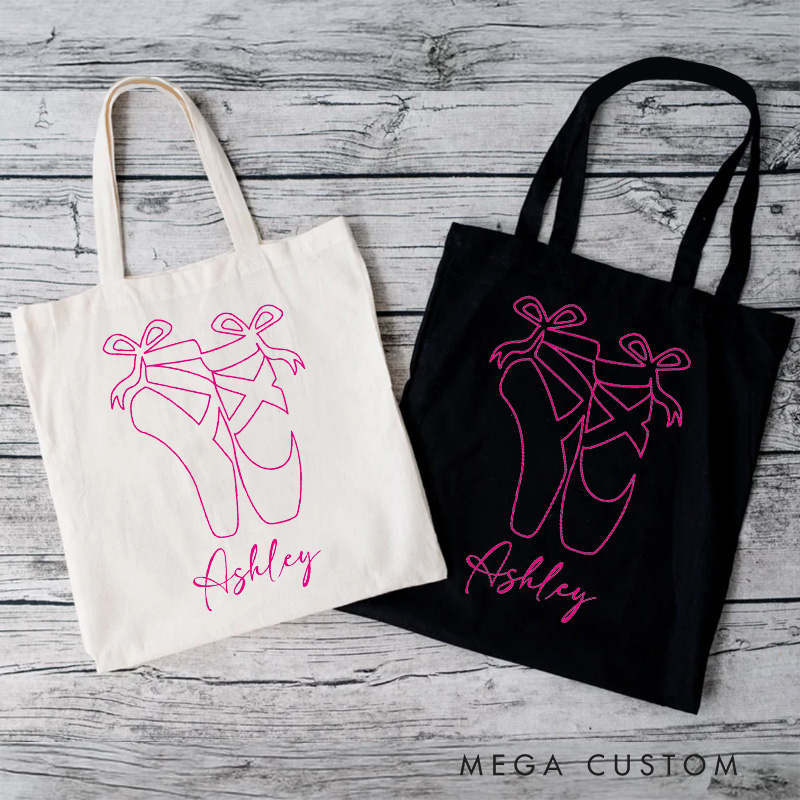 Personalized  Pink Pointe Shoes Tote Bag Dance Bag Ballet Lover Tote with Name for Dance Lovers Dancer