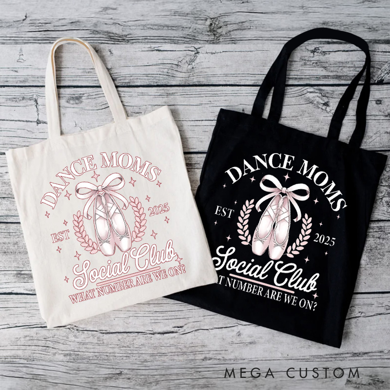 Personalized Dance Mom Social Club Tote Bag Dance Bag Ballet Lover Tote with Name for Dance Lovers Dancer