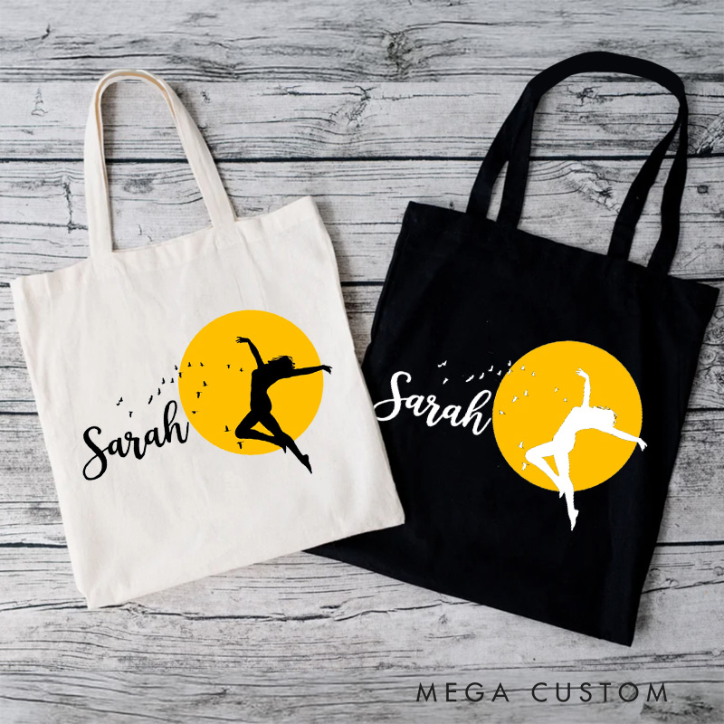 Personalized Moonlit Dancer Tote Bag Dance Bag Ballet Lover Tote with Name for Dance Lovers Dancer