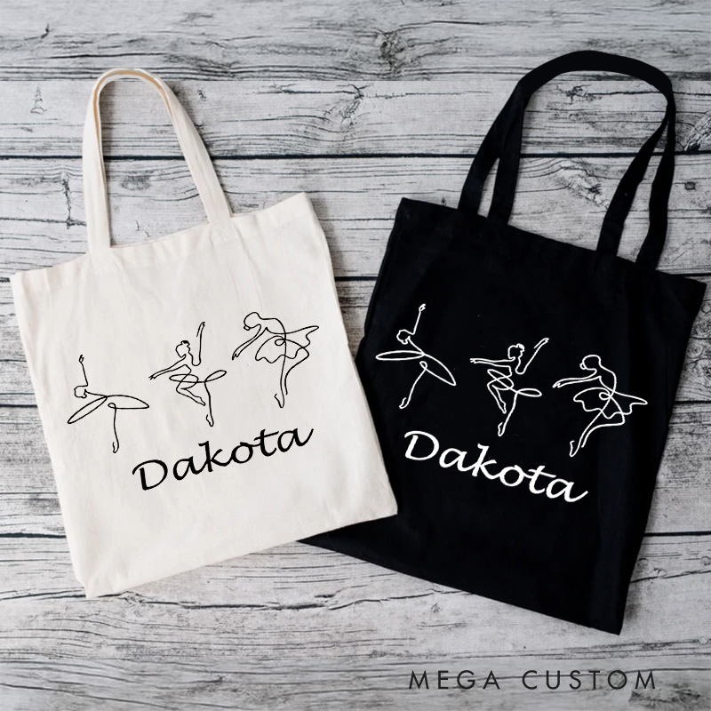 Personalized Dancer Illustrations Tote Bag Dance Bag Ballet Lover Tote with Name for Dance Lovers Dancer