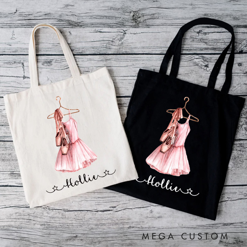 Personalized Elegant Dress Tote Bag Dance Bag Ballet Lover Tote with Name for Dance Lovers Dancer