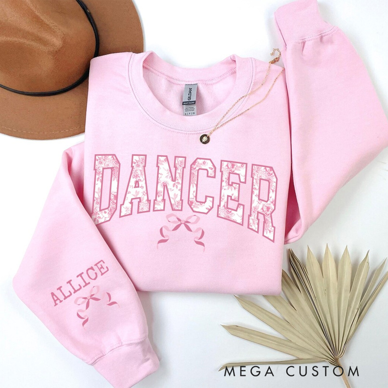Personalized Pink Chinoiserie Dance Classic Sweatshirt Horror Film Crewneck Dance Lover Shirt for Dance Team