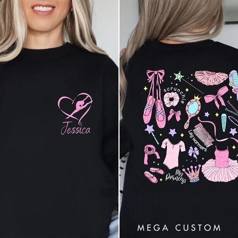 Personalized Heart and Dance Classic Sweatshirt Horror Film Crewneck Dance Lover Shirt for Dance Team