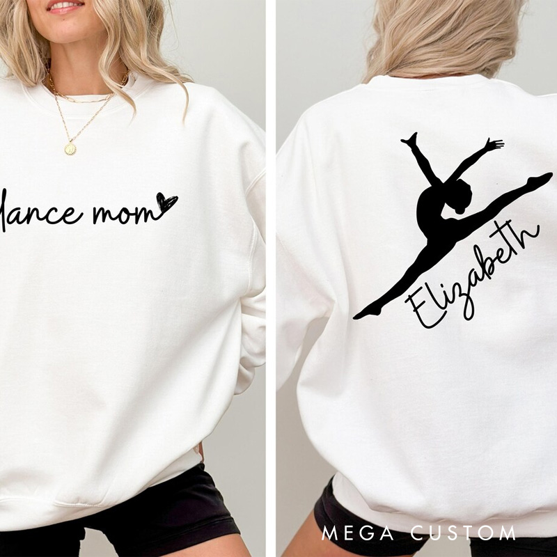 Personalized Ballerina Silhouette Dance Mom Classic Sweatshirt Horror Film Crewneck Dance Lover Shirt for Dance Team