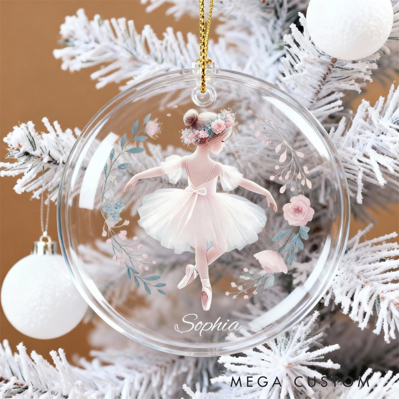 Personalized Elegant Pink Ballerina Acrylic Christmas Ornament Dance Lovers Christmas Gift Dancer Xmas Gift Christmas Decor