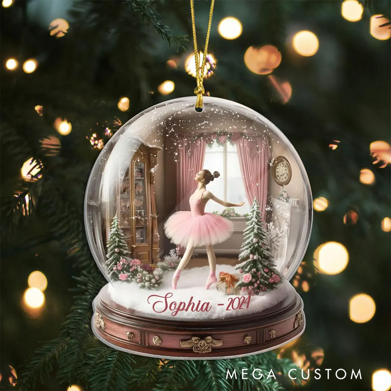 Personalized 2D Flat Ballerina Snow Globe Acrylic Christmas Ornament Dance Lovers Christmas Gift Dancer Xmas Gift Christmas Decor