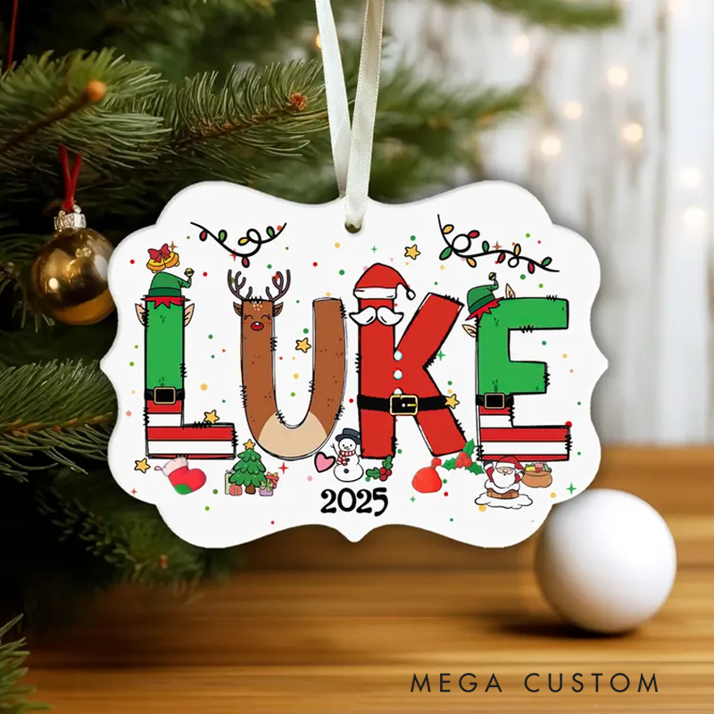Personalized Christmas Ceramic Ornament Alphabet Ornament