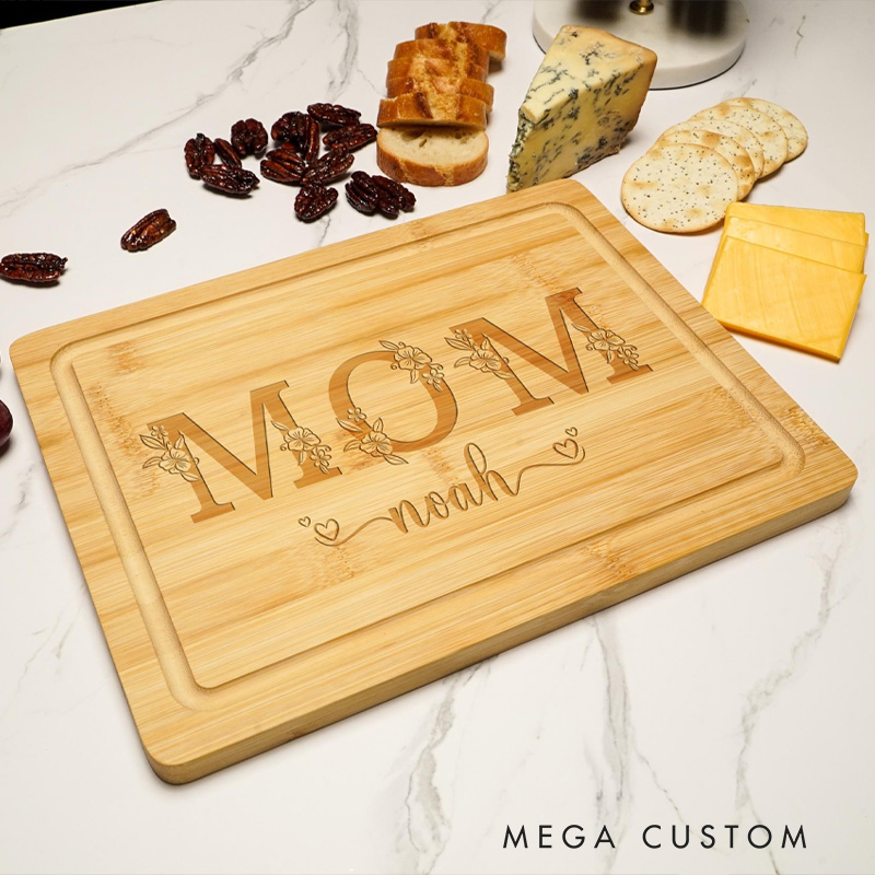Personalized Mom Monogram Cutting Board for Bakers Mom's Kitchen Engraved Serve Board for Baking Lover Gift Mothers Day Gifts for Her