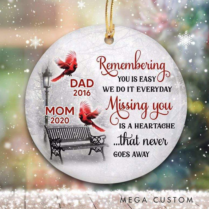 Personalized Cardinal Winter Christmas Ornament Memorial Ornament for Loss of Loved One Red Cardinal Bereavement Gifts 