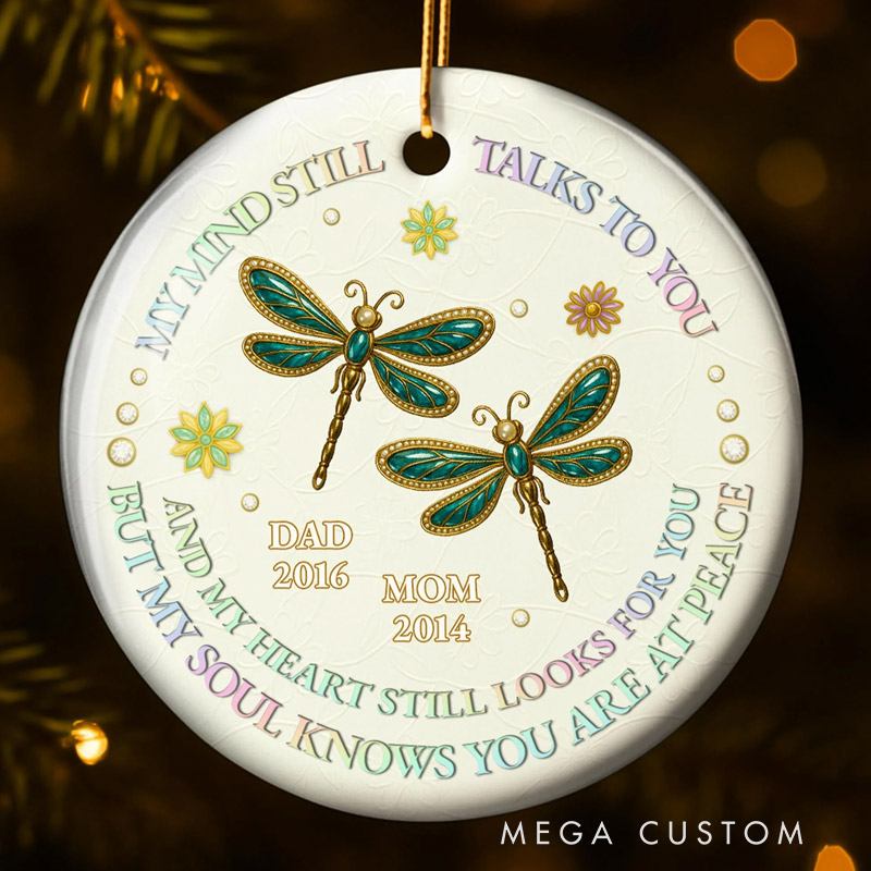 Personalized Christmas Ornament My Mind Still Talks To You Butterflies And Flowers Memorial Ornament Bereavement Gifts