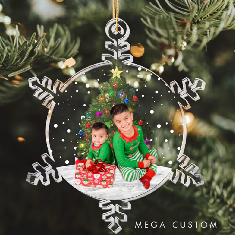 Personalized Snowflakes Custom Photo Acrylic Photo Christmas Ornament
