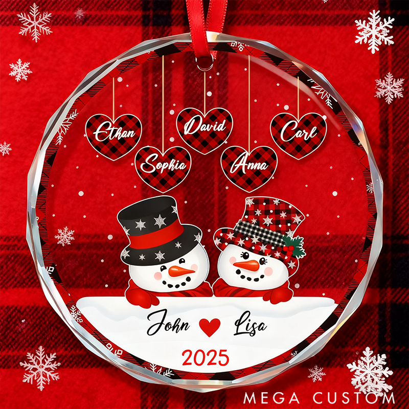 Personalized Glass Ornament Christmas Snowman Christmas Grandparents