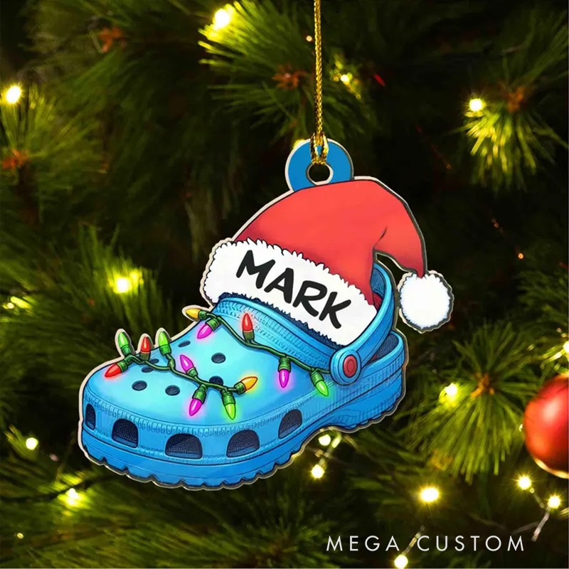 Personalized Christmas Croc Ornaments with Santa Hat Ornament Custom Name Acrylic Ornament Christmas Gift for Nurse