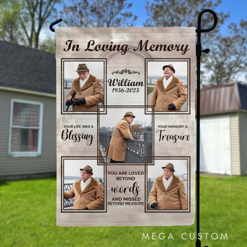 Personalized In Loving Memory Your Life Was A Blessing Garden Flag Memorial Gift Bereavement Gift for Loss of Loved One