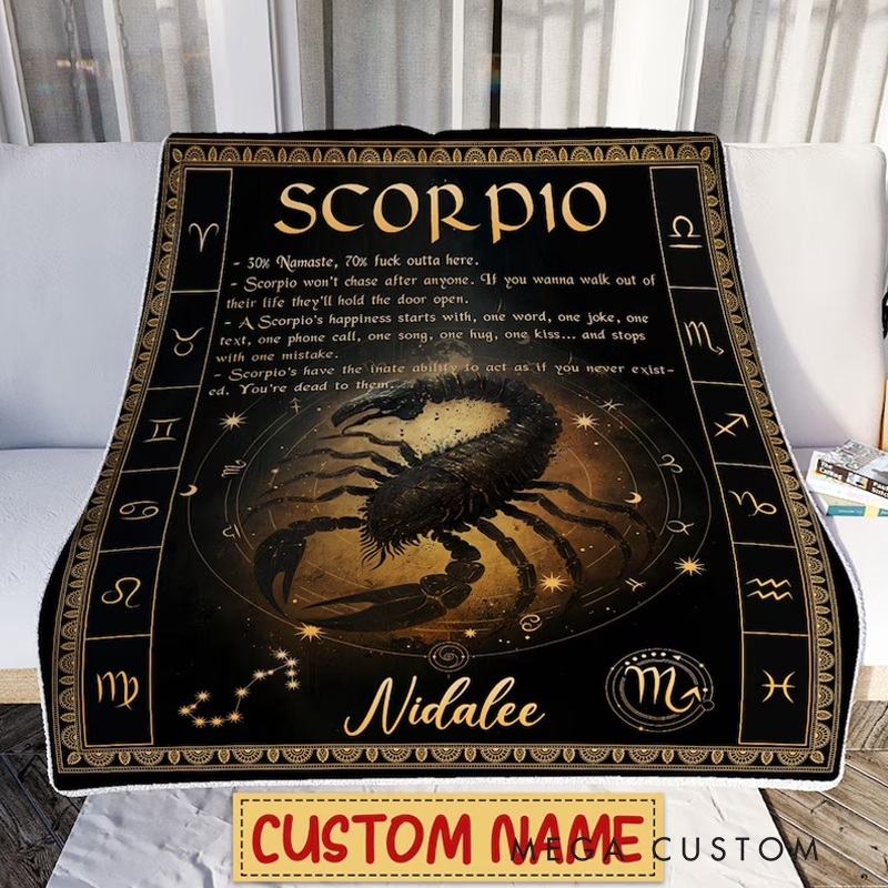 Personalized Scorpio Blanket Horoscope Astrology Blanket for Scorpio Custom Name Constellations Quilt Tarot Zodiac Sign Birthday Gifts