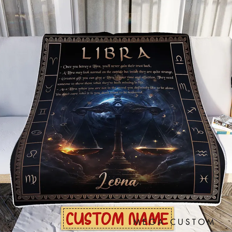 Personalized Zodiac Libra Blanket Tarot Horoscope Astrology Blanket for Libra Custom Name Constellations Quilt Horoscope Blanket for Libra