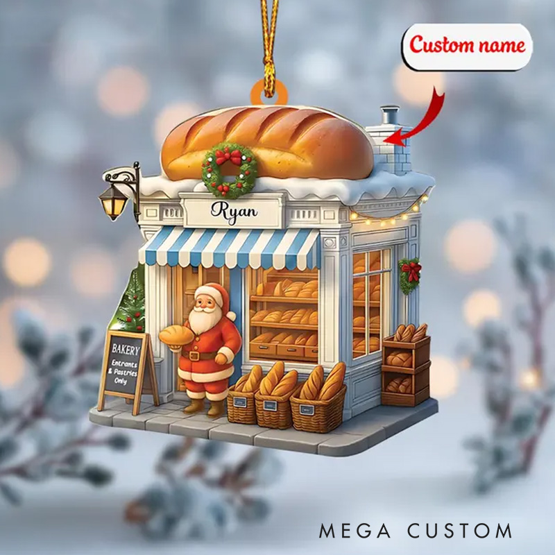 Personalized Name Bakery Christmas Ornament 2025 Acrylic 2D Bakery Keepsake Holiday Tree Decor for Bakers Baking Lover Gift