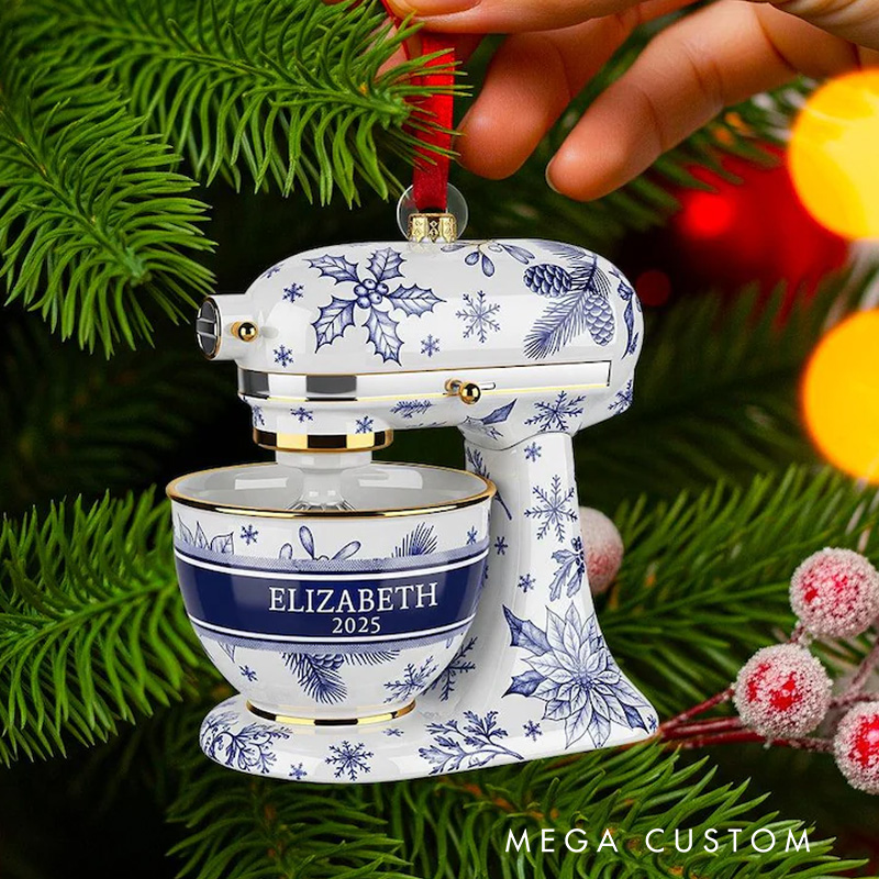 Personalized Baking Mixer Christmas Ornament 2025 Acrylic 2D Bakery Keepsake Holiday Tree Decor for Bakers Baking Lover Gift