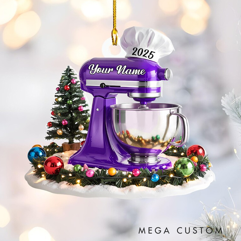 Personalized Baking Mixer Christmas Ornament 2025 Acrylic Kitchen Appliance Keepsake Holiday Tree Decor for Bakers and Pastry Lovers Baking Lover Gift