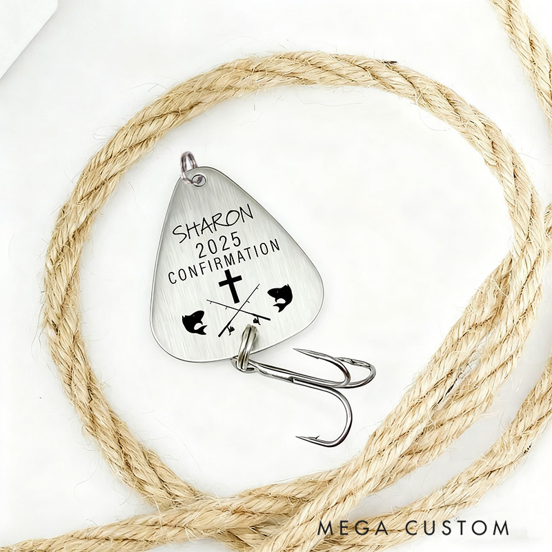 Personalized Confirmation Gift Fishing Lure with Name and Year Personalized Boys Confirmation Gift from Grandparents Religious Gift for Grandson