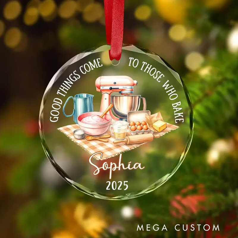 Personalized Good Thing Come to Those Who Bake Christmas Ornament Glass Ornament Bakers Christmas Gift Christmas Decor