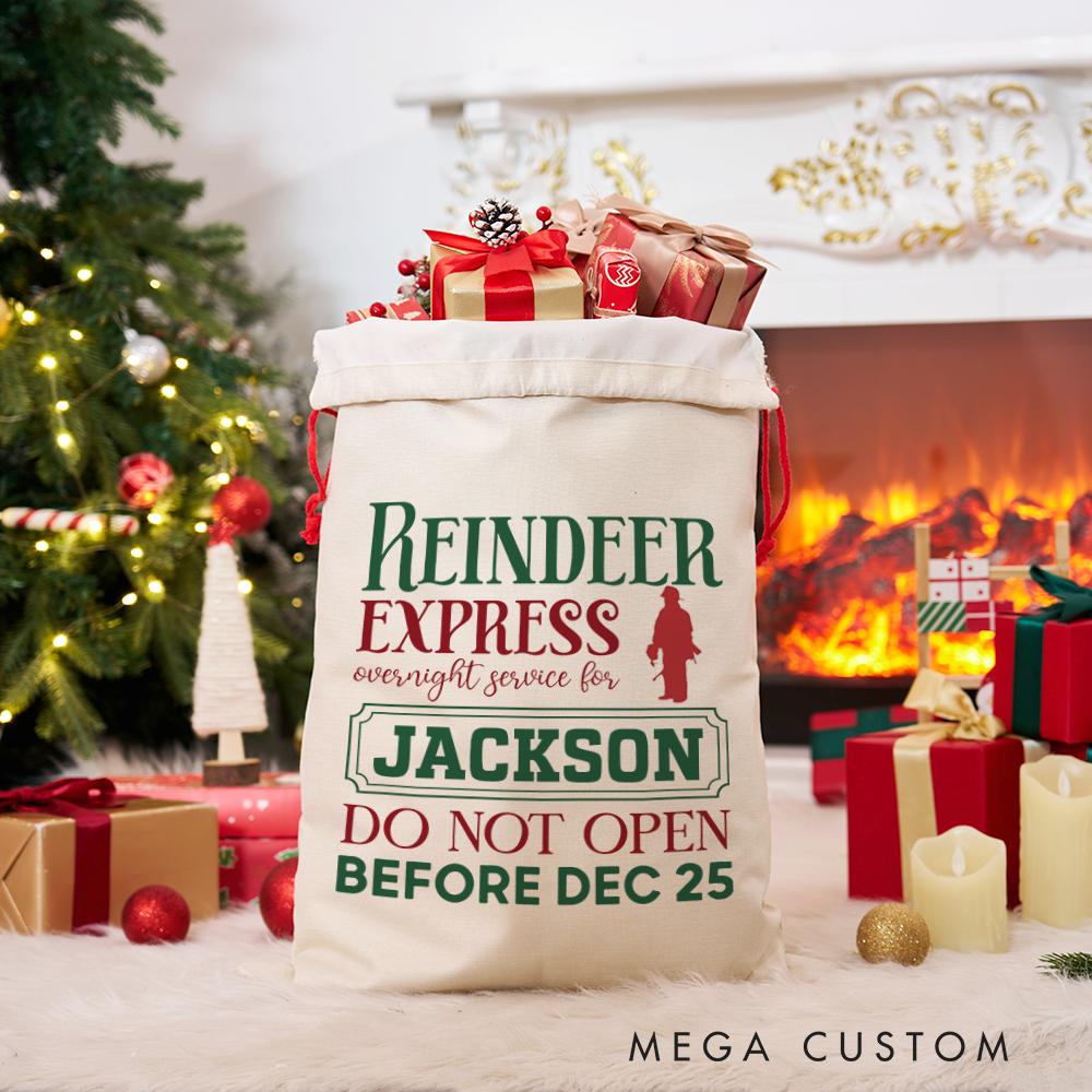 Personalized Reindeer Express Sack Overnight Service Design for Firefighter Perfect for Holiday Gifts