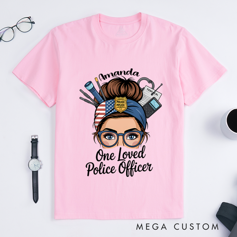 Personalized One Loved Police Officer T-Shirt with Stylish Graphic Design Gift for Women in Law Enforcement