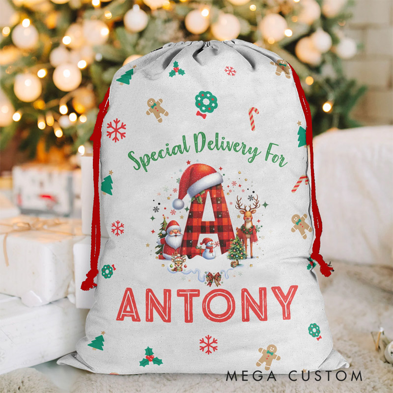 Personalized Initial Christmas Sack with Name Christmas Gift Christmas Decor Gift