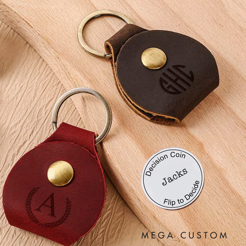 Personalized Leather Guitar Pick Holder and Silver Commemorative Coins Case Custom Guitar Pick and Silver Commemorative Coins Case Keychain