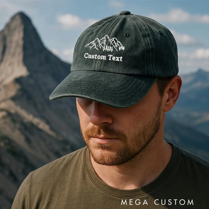 Personalized Mountain Hat Embroidered Baseball Cap Custom Hiking Hat Camping Cap for Outdoor Enthusiasts