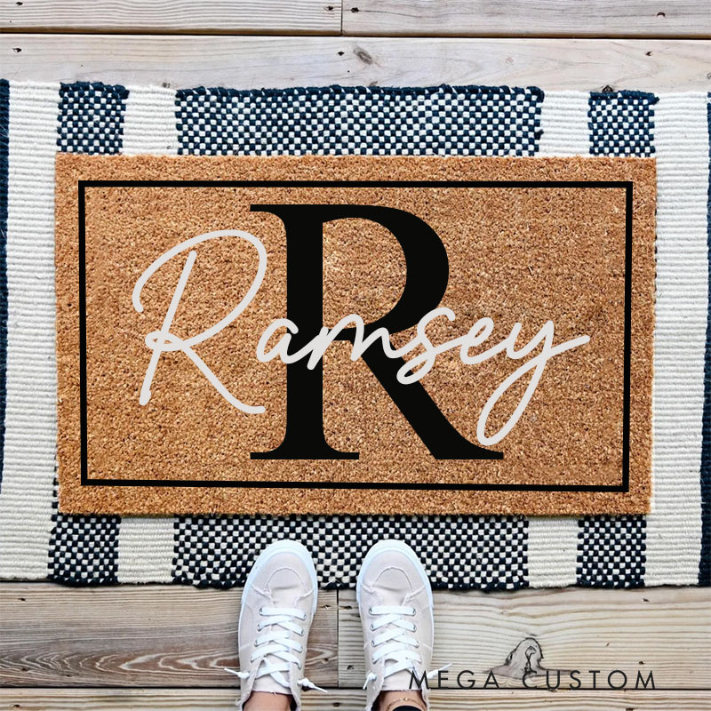 Personalized Elegant Monogram Doormat Home Doormat Custom Welcome Front Doormat Housewarming Gifts Welcome Mat for Home Closing Gift New Home Gift