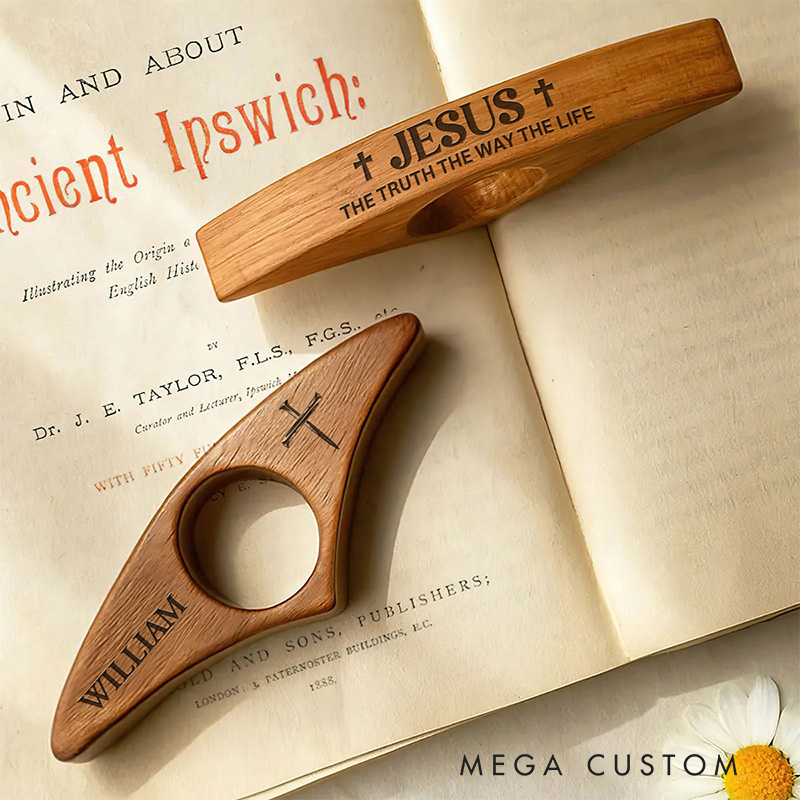 Personalized Jesus the Truth the Way the Life Book Page Holder with Name Read Accessory Cross Religious Christian Birthday Gift for Book Lover